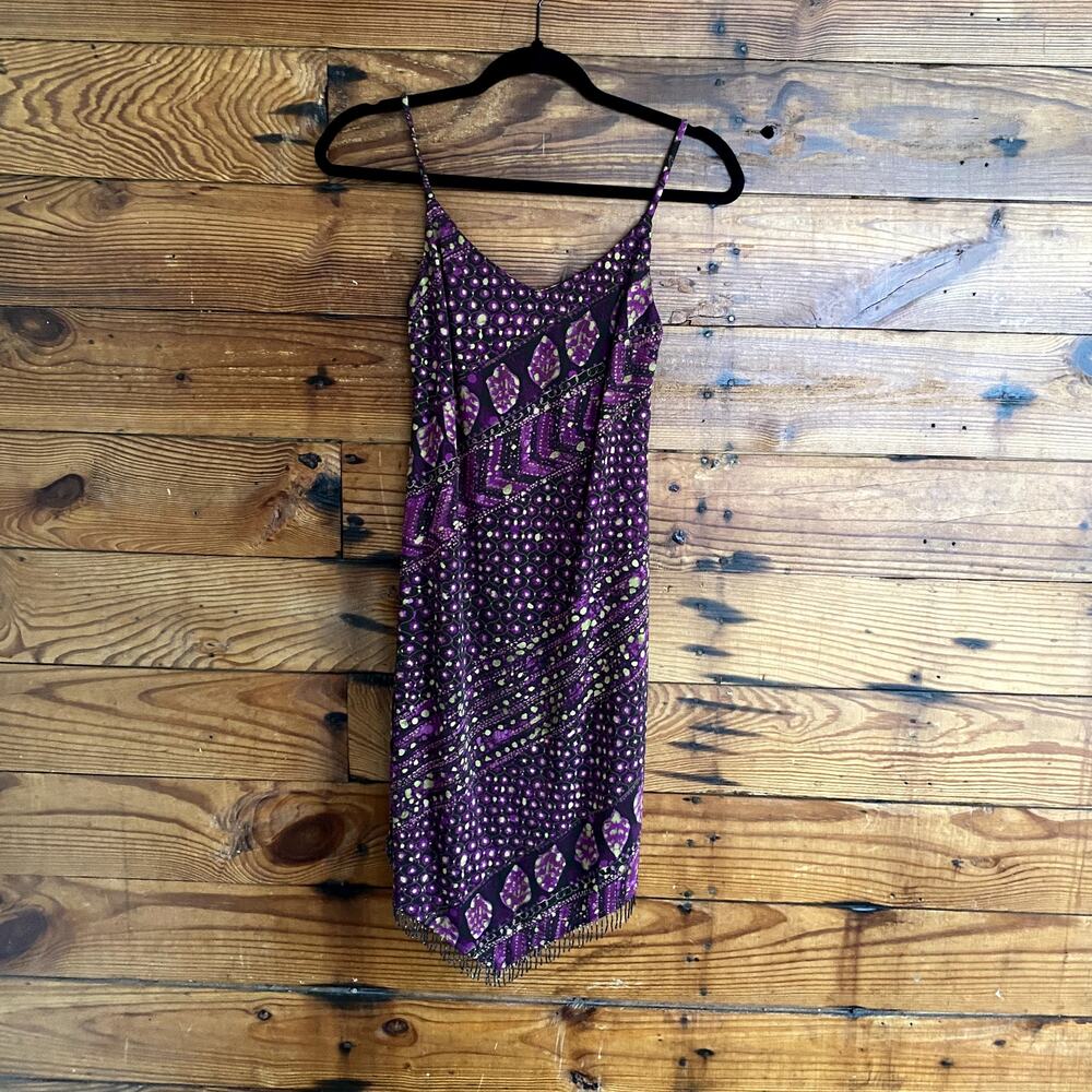 Jodi Kristopher vintage y2k beaded hem purple dress size Small